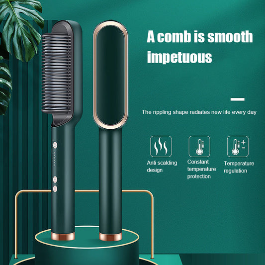 New Hair Straightener Hot Comb Anti-scalding Ceramic Hair Curler Multi-speed Electric Straightening Comb Curling Iron Hairbrush