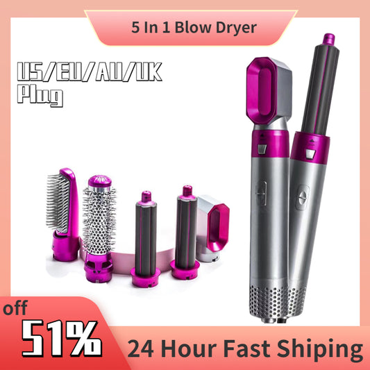 5 In 1 Hair Dryer Styler Air Wrap Brush Professional Electric Hot Air Brush Styling Tool Barber Household Hair Curler Brush Kits